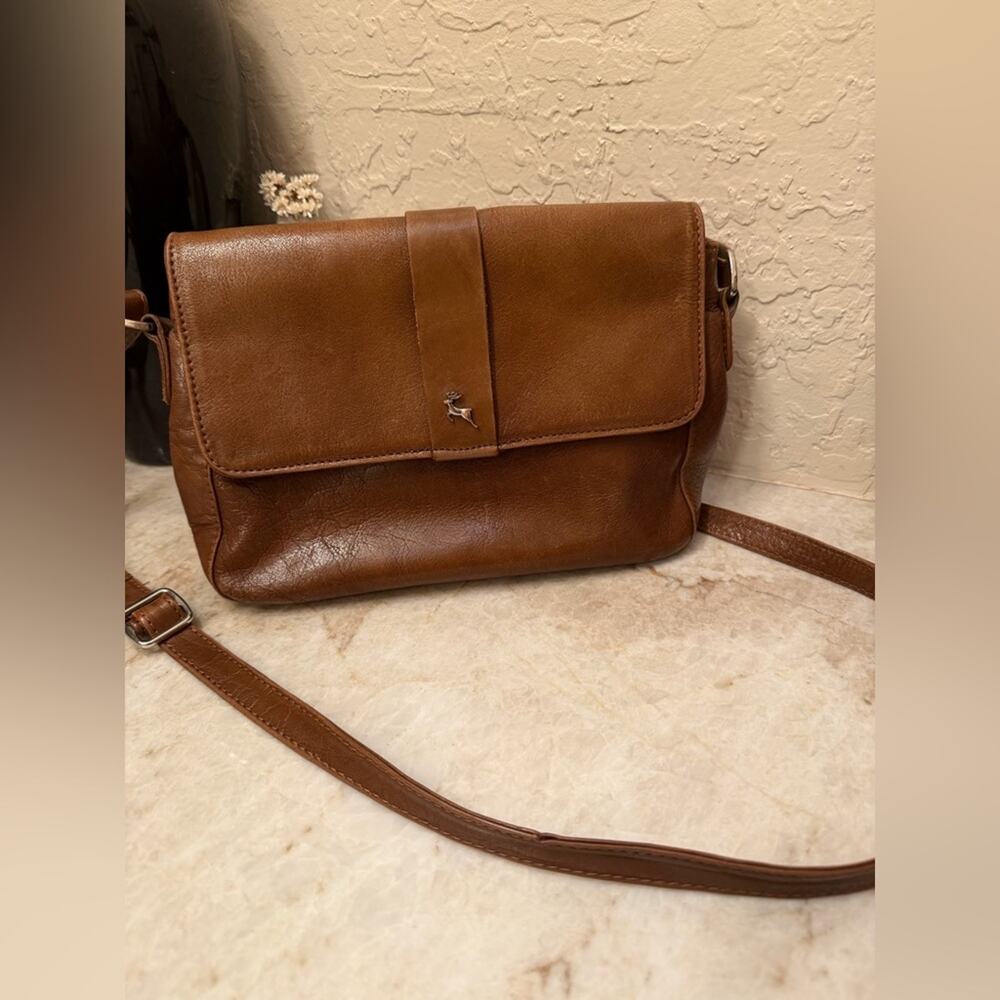 Ashwood brown leather magnetic closure crossbody bag.